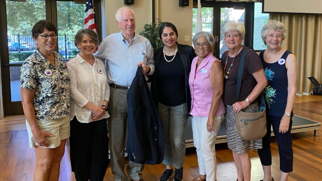 Congressman Thompson with LWV members after Public Interview May 2025