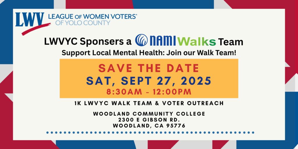 LWVYC Sponsors a NAMIWalks Team. Save the Date: Sat, Sept 27, 2025. More to come...