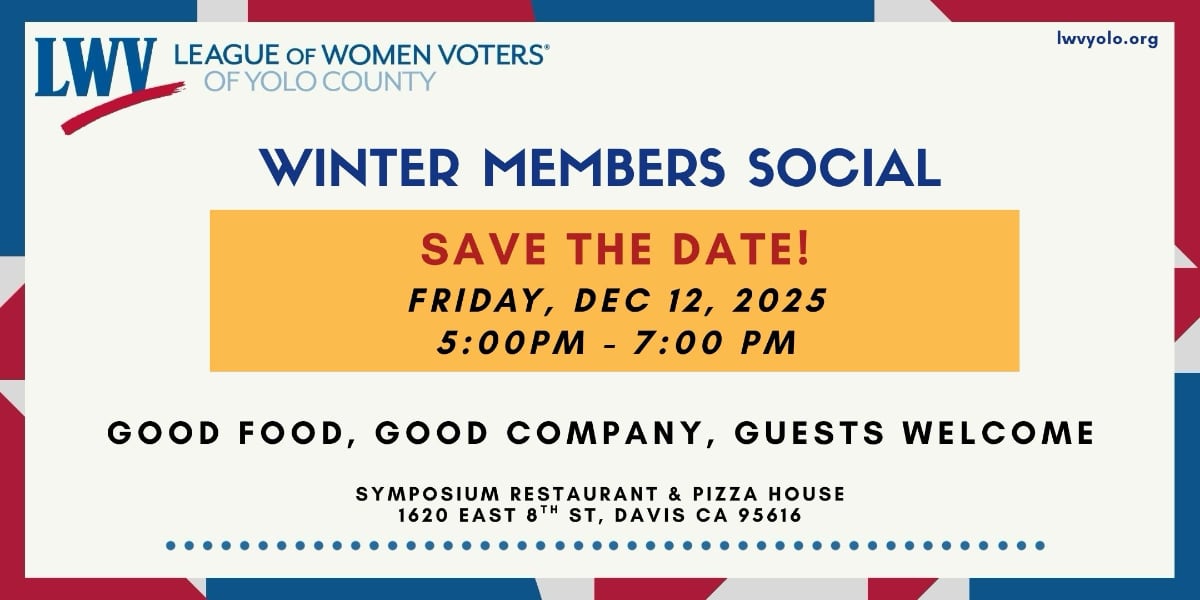 Winter Members Social - Save the Date - Friday Dec 12 2025 - Symposium Davis at 5 pm