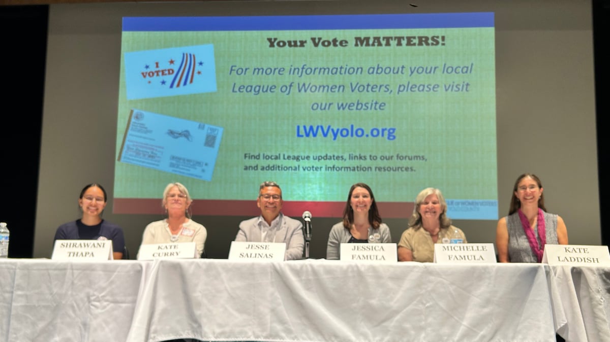 Panel of presenters at LWVYC Voter Education on CA Proposition 39.
